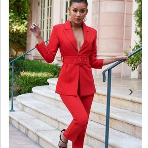 Red belted blazer and trousers- NEW Club London